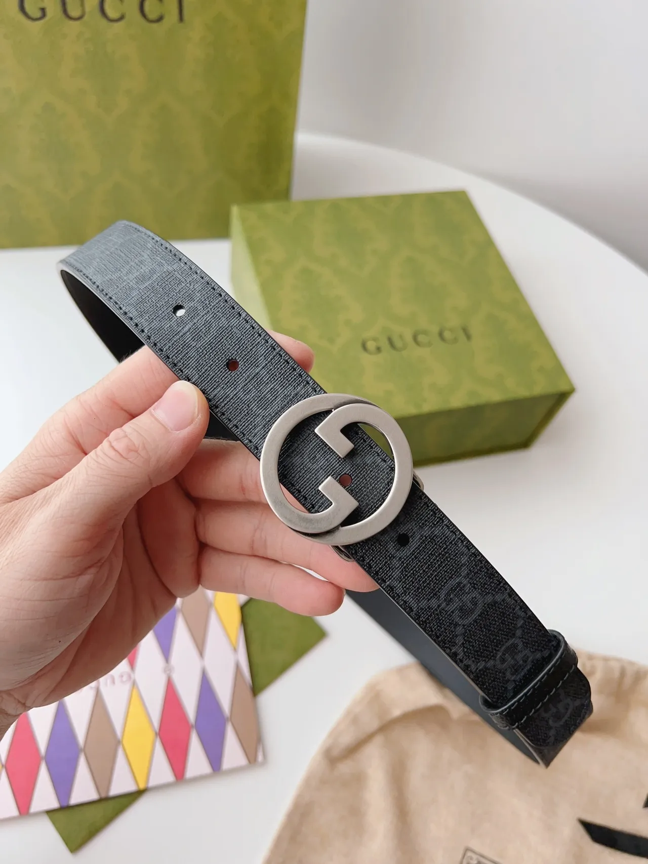 Gucci Ophidia Interlocking G Monogram Leather Belt 9
