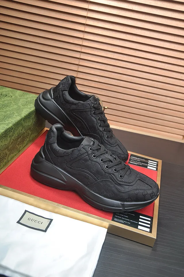 Gucci Rhyton 全黑印花厚底运动鞋 7