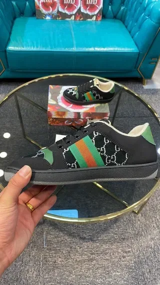 Gucci Rhyton Preto Verde Vermelho GG Monogram tênis lifestyle 6