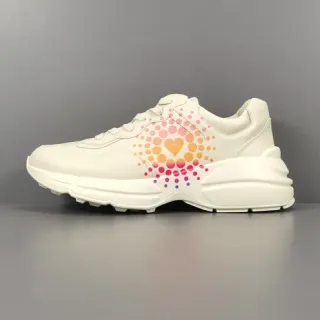 Gucci Rhyton Blanco Multicolor Suela Gruesa Parte Superior De Cuero Zapatillas Lifestyle