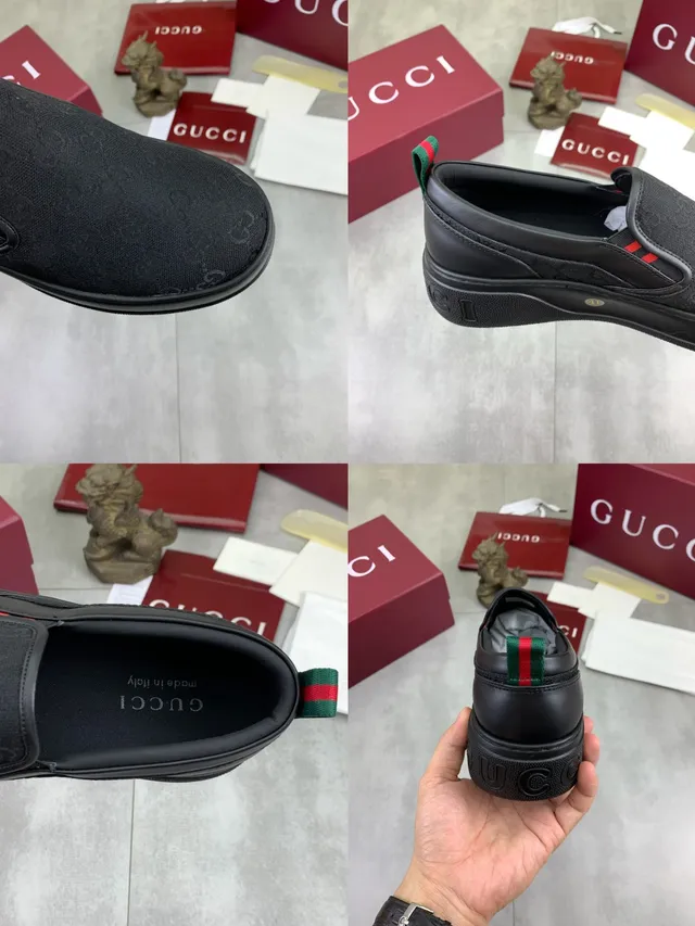 Gucci Screener Black GG Monogram Canvas Loafers 2