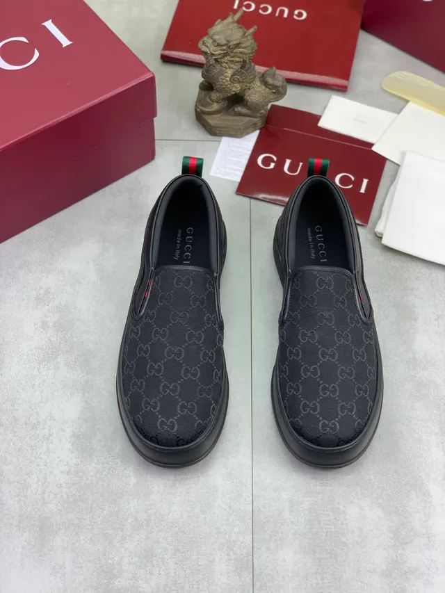 Gucci Screener Black GG Monogram Canvas Loafers 4