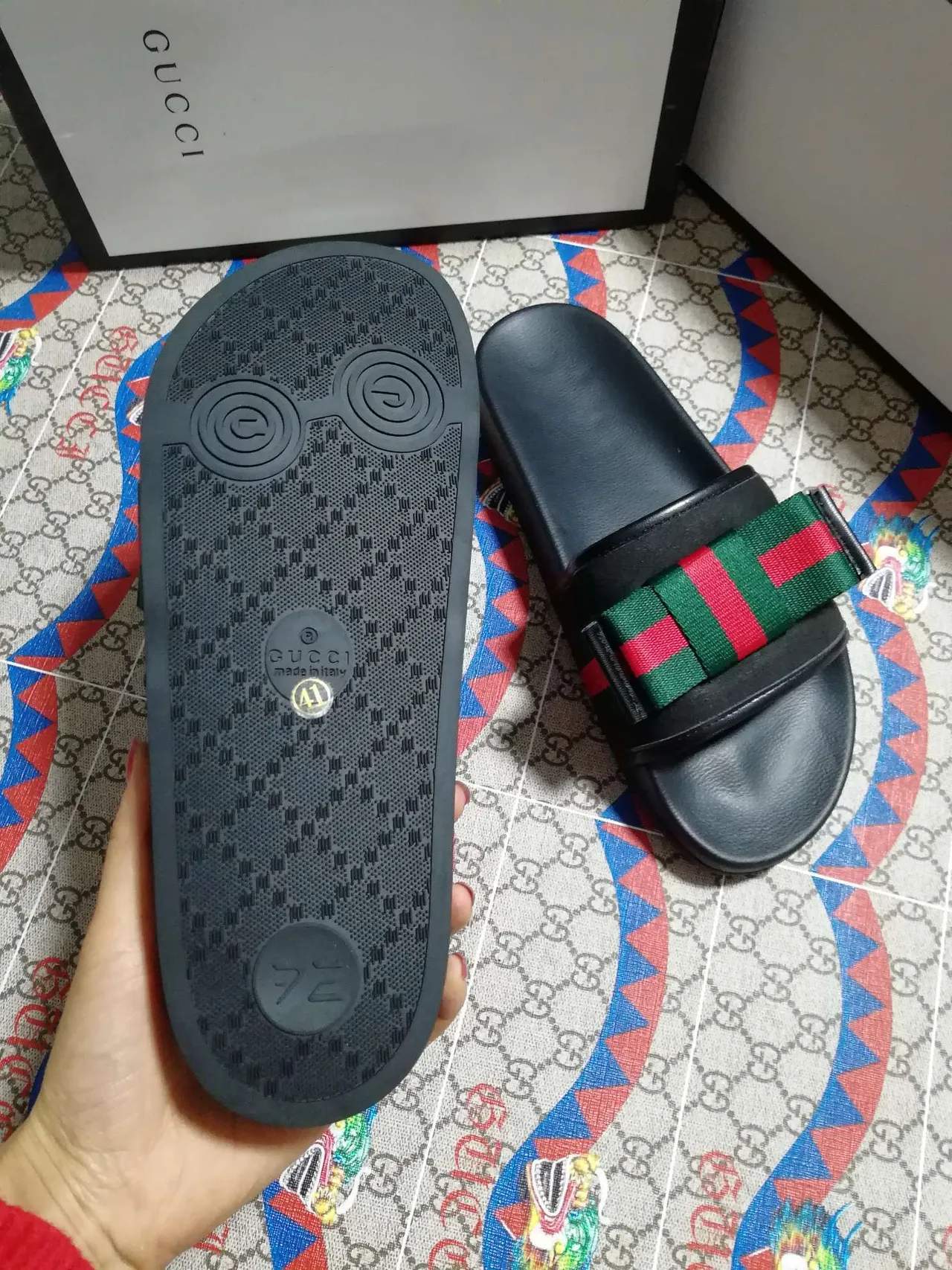 Gucci Screener Noir Rouge Vert Web Strap pantoufles 4