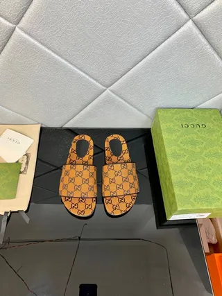Gucci Screener GG Monogram Orange and Black Slippers 6