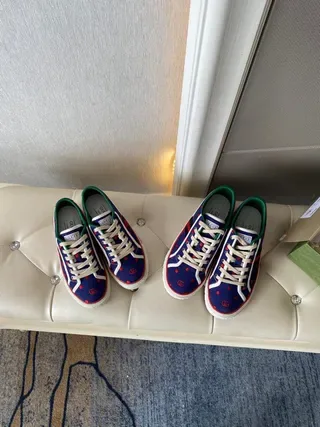 Gucci Screener Bleu marine Rouge Pois Rayure Web Sneakers Style de vie 3
