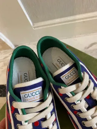 Gucci Screener Bleu marine Rouge Pois Rayure Web Sneakers Style de vie 5