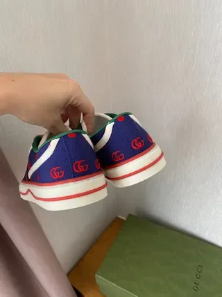 Gucci Screener Bleu marine Rouge Pois Rayure Web Sneakers Style de vie 8