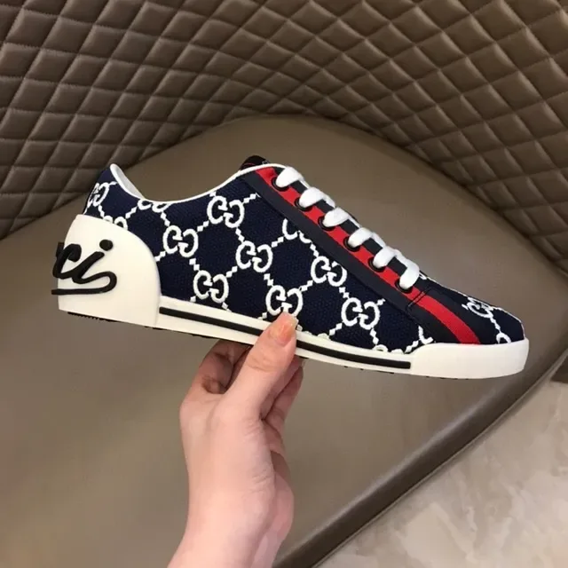 Gucci Screener Azul Marino Blanco Rojo GG Monograma Estilo de Vida Zapatillas 3