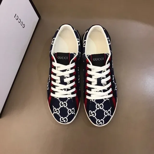 Gucci Screener Azul Marino Blanco Rojo GG Monograma Estilo de Vida Zapatillas 4