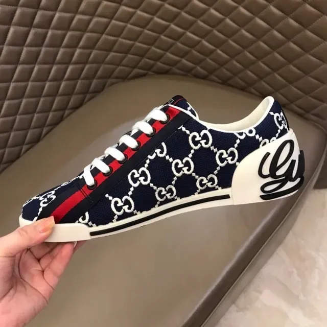 Gucci Screener Azul Marino Blanco Rojo GG Monograma Estilo de Vida Zapatillas 8