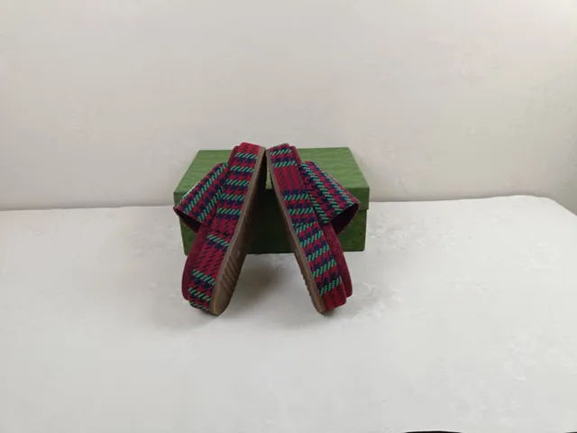 Gucci Screener Plaid Woven Platform Slippers 6