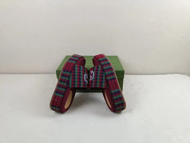 Gucci Screener Plaid Woven Platform Slippers 8