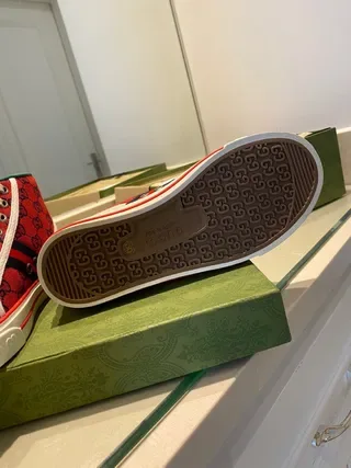 Gucci Screener Red GG Monogram Tênis Lifestyle de Cano Alto 7