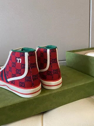 Gucci Screener Red GG Monogram Tênis Lifestyle de Cano Alto 8