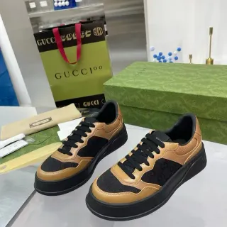 Gucci Screener Tan y Negro Monogram Plataforma Lifestyle Sneakers