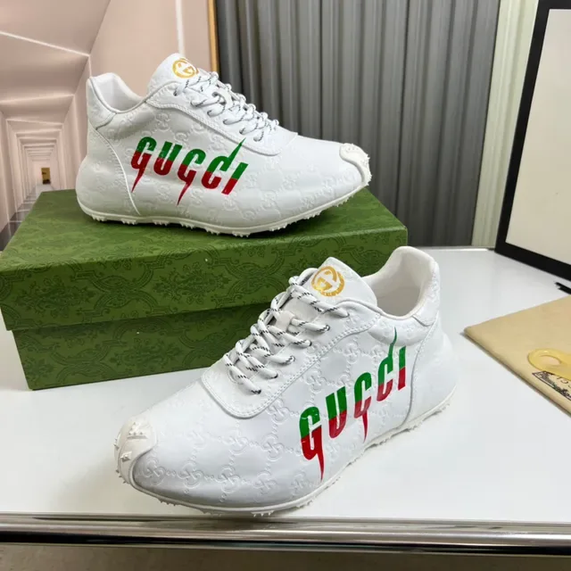 Gucci Screener أبيض أخضر أحمر قطرة علامة أسلوب حياة حذاء رياضي 7
