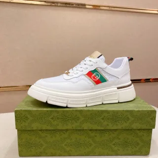 Gucci Screener White Leather Red Green Web Stripe Lifestyle Sneakers — Gucci Lifestyle Sneakers photo from the Yupoo catalog