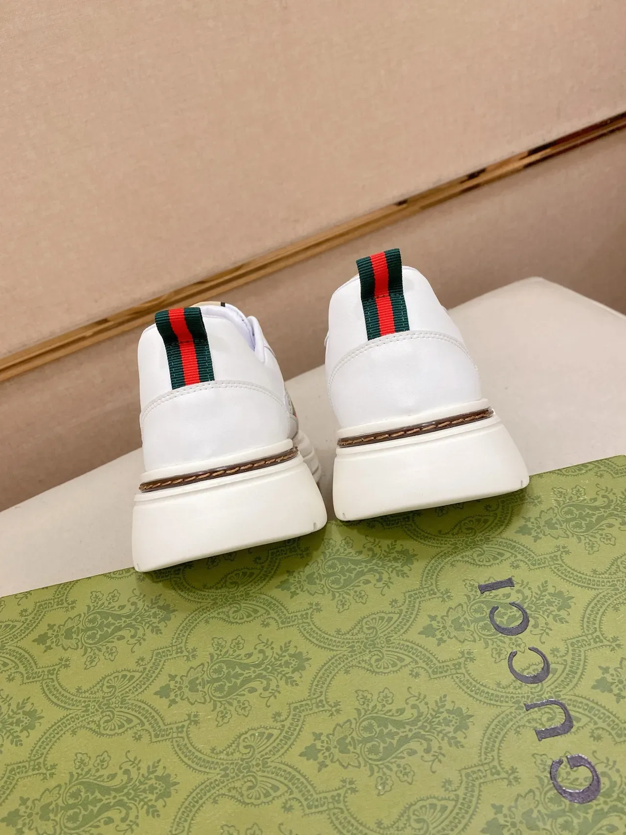 Gucci Screener White Leather Red Green Web Stripe Lifestyle Sneakers 3