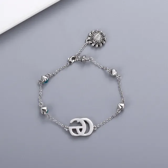 Gucci Silver Blue Chain Interlocking GG Logo Bracelet 9