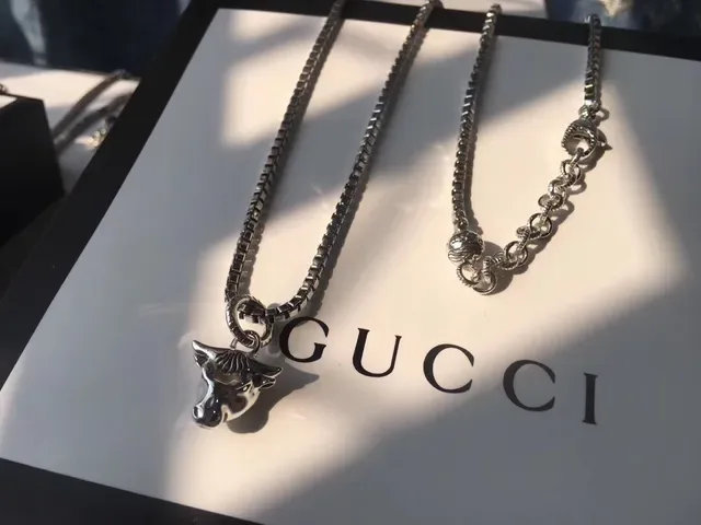 Gucci Pendentif Tête de Taureau Chaîne Box Ton Argent 8