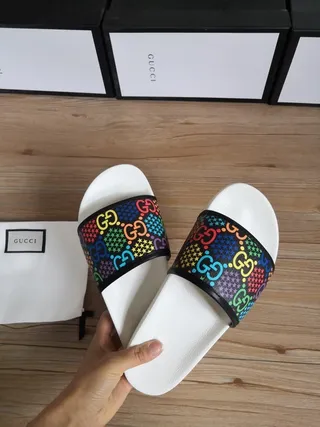Gucci Slide Multicolor GG Monogram Strap Slippers 6