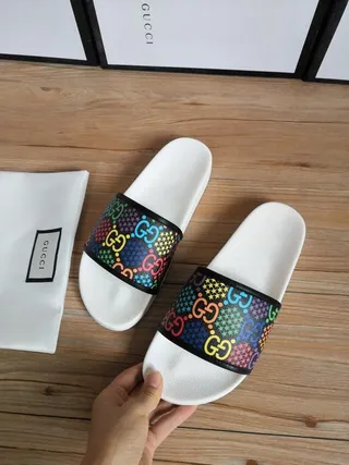 Gucci Slide Multicolor GG Monogram Strap Slippers 8