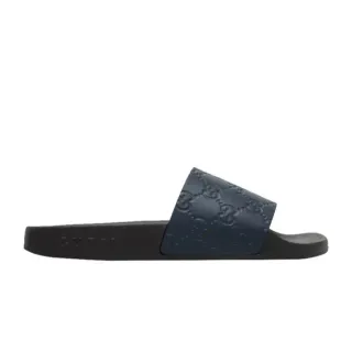 Gucci Slide 海军蓝和黑色橡胶拖鞋