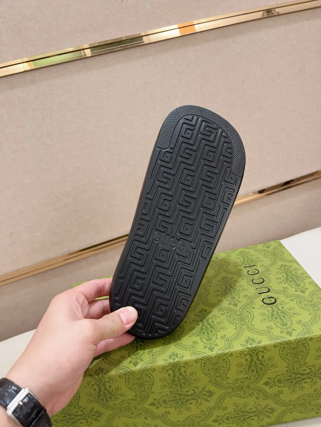 Gucci Slide Web Stripe Rubber Slippers 3