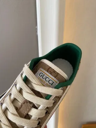 Gucci Tennis 1977 Beige GG Monogram Web Stripe Chaussures Lifestyle 6