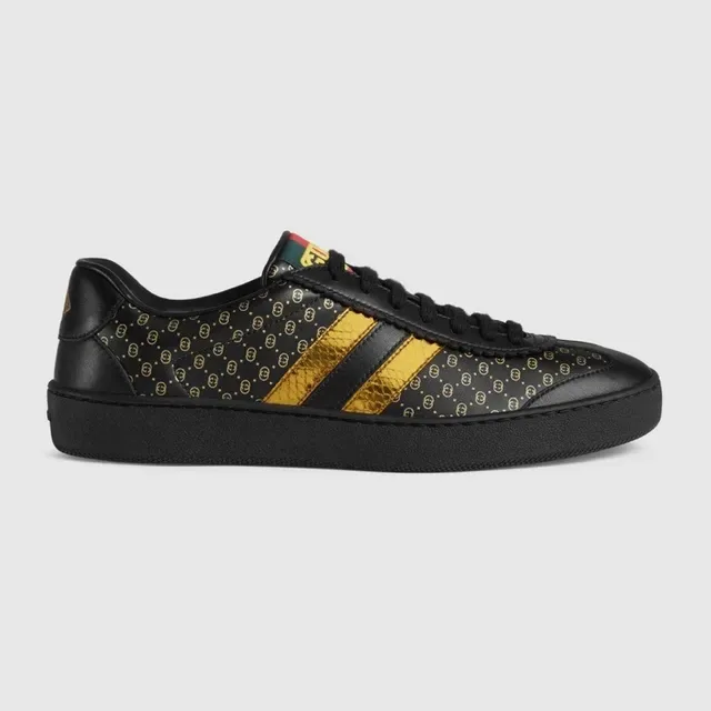 Gucci Tennis 1977 Negro y Oro Monograma Estilo de vida Zapatos 2