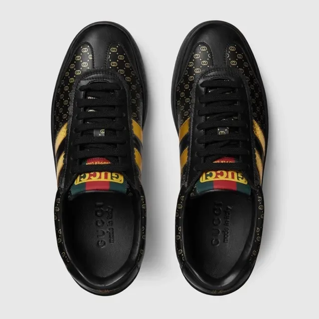 Gucci Tennis 1977 Negro y Oro Monograma Estilo de vida Zapatos 3