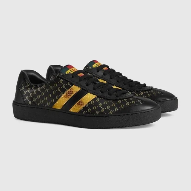Gucci Tennis 1977 Negro y Oro Monograma Estilo de vida Zapatos 5