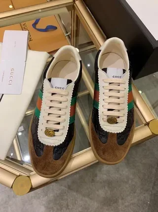 Gucci Tennis 1977 Preto Branco Marrom Web Stripe Lifestyle Sneakers 9