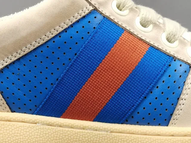 Gucci Tennis 1977 أحذية رياضية أزرق برتقالي ويب أسلوب حياة 4