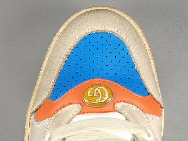 Gucci Tennis 1977 أحذية رياضية أزرق برتقالي ويب أسلوب حياة 6