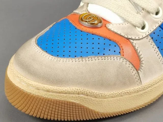 Gucci Tennis 1977 أحذية رياضية أزرق برتقالي ويب أسلوب حياة 8