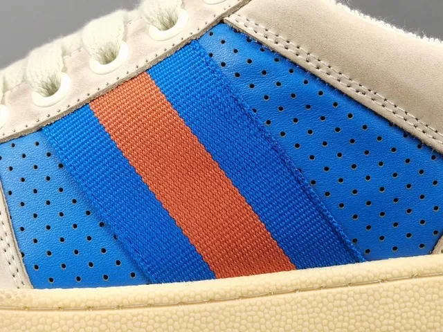 Gucci Tennis 1977 أحذية رياضية أزرق برتقالي ويب أسلوب حياة 10
