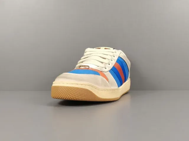 Gucci Tennis 1977 أحذية رياضية أزرق برتقالي ويب أسلوب حياة 13