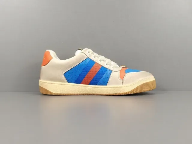 Gucci Tennis 1977 أحذية رياضية أزرق برتقالي ويب أسلوب حياة 14