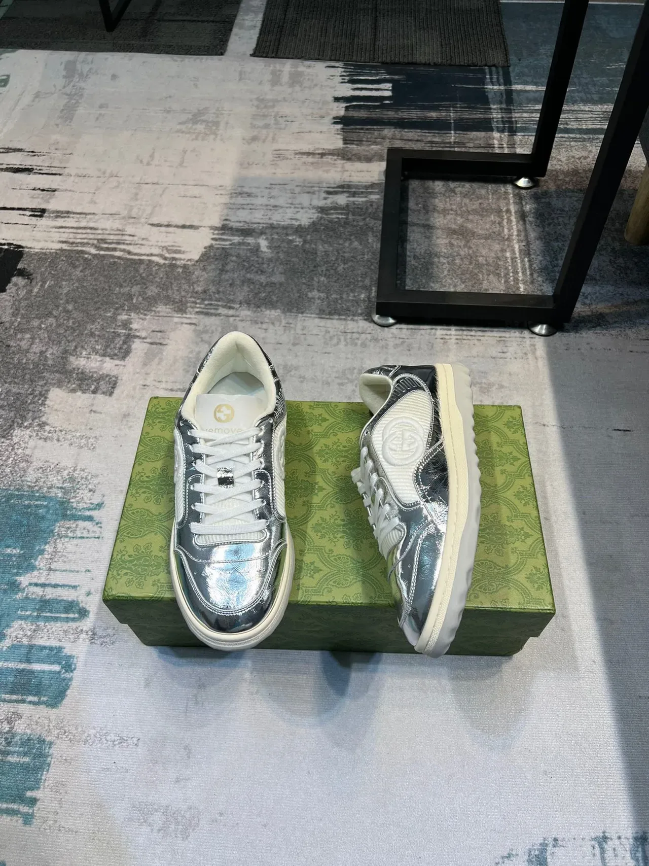 Gucci Tennis 1977 Tênis lifestyle prata metálica e branca 4