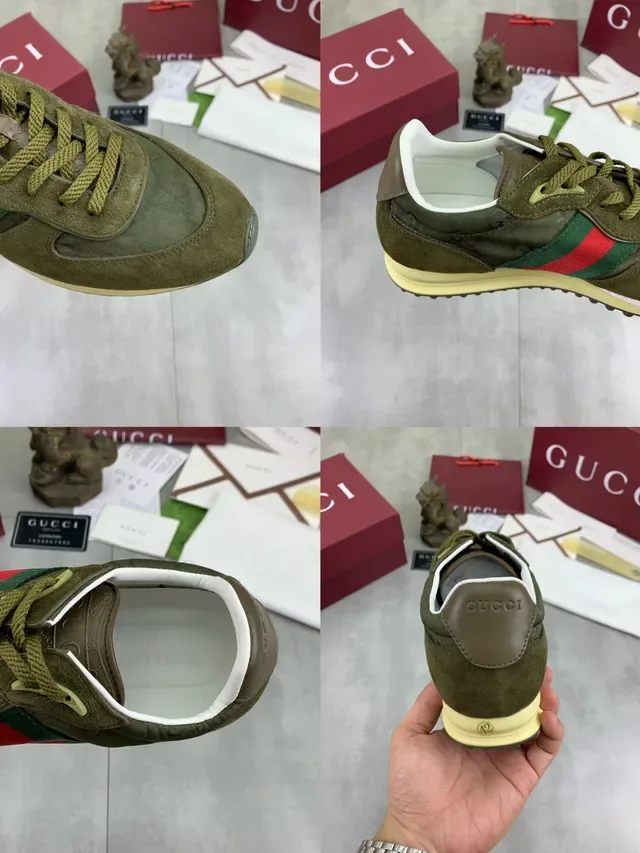 Gucci Tennis 1977 Verde Oliva Web Stripe Sneakers Lifestyle 2