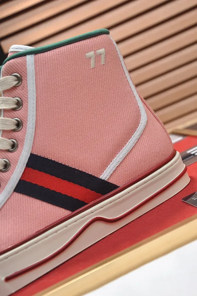 Gucci Tennis 1977 Pink Canvas High-Top Lifestyle Sneakers 2