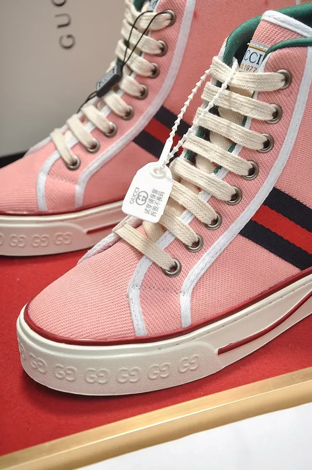 Gucci Tennis 1977 Pink Canvas High-Top Lifestyle Sneakers 3