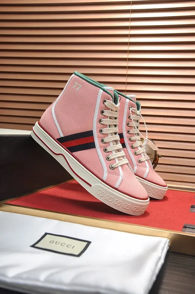 Gucci Tennis 1977 Pink Canvas High-Top Lifestyle Sneakers 4