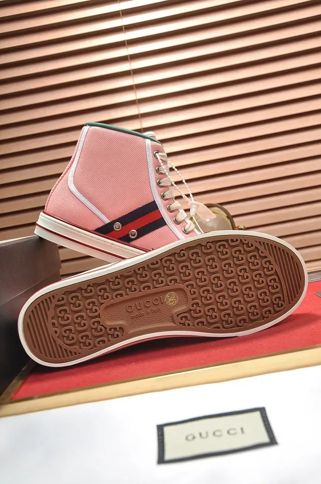 Gucci Tennis 1977 Pink Canvas High-Top Lifestyle Sneakers 5