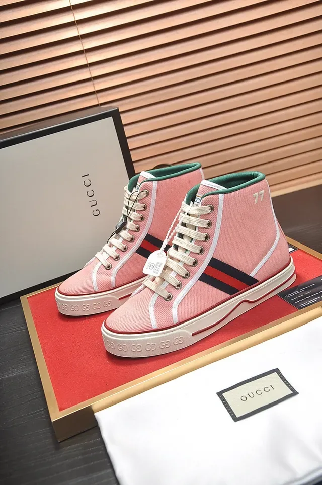 Gucci Tennis 1977 Pink Canvas High-Top Lifestyle Sneakers 8