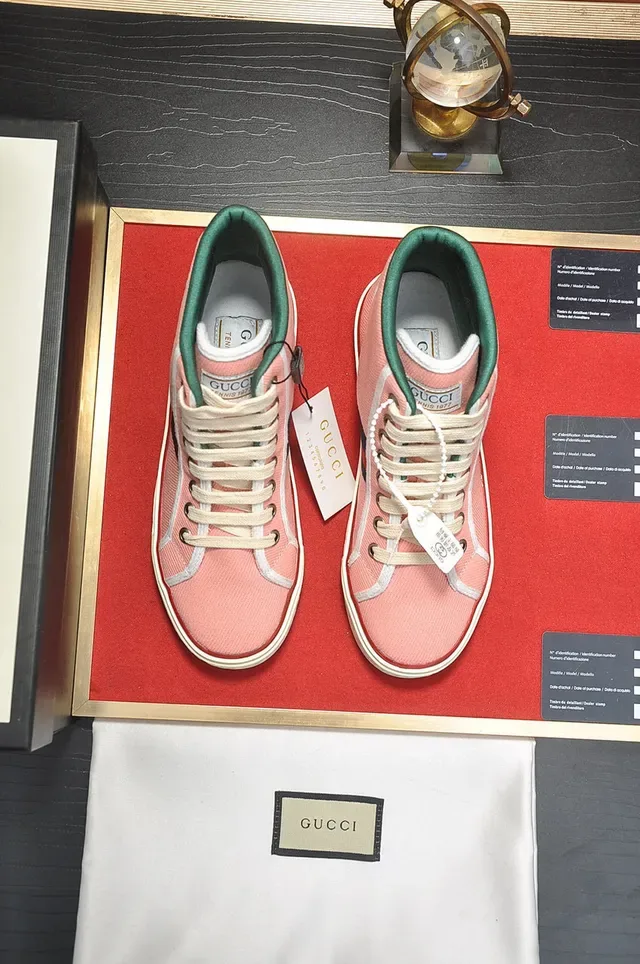 Gucci Tennis 1977 Pink Canvas High-Top Lifestyle Sneakers 9