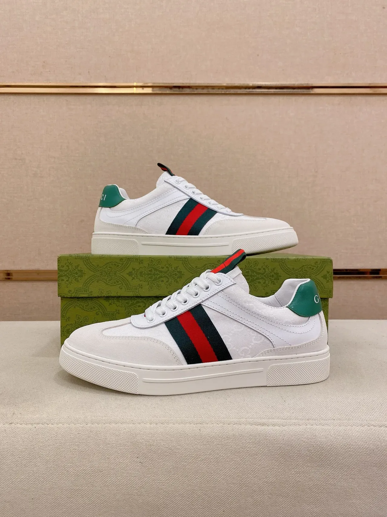 Gucci Tennis 1977 White Green Red Web Stripe Lifestyle Sneakers 7
