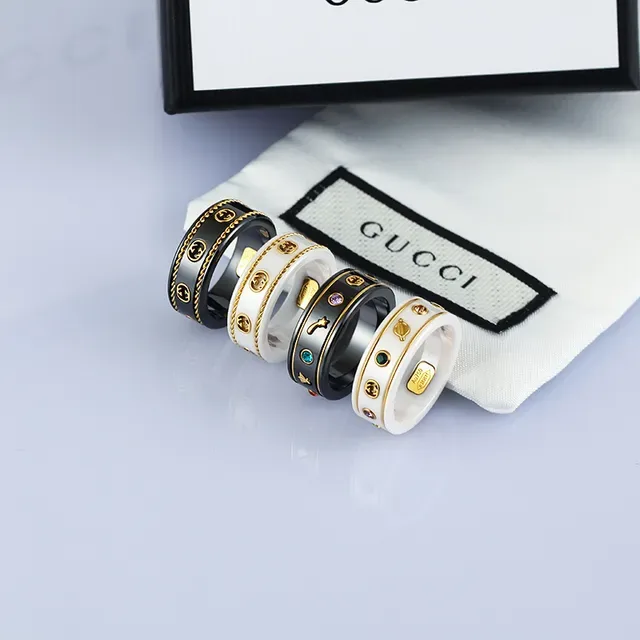 Gucci White Gold Ceramic Trim Ring 2