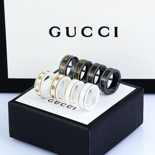 Gucci White Gold Ceramic Trim Ring 4